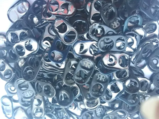 100 Black Aluminum Can Tabs Assorted  Pull Tabs Pop Tops Soda