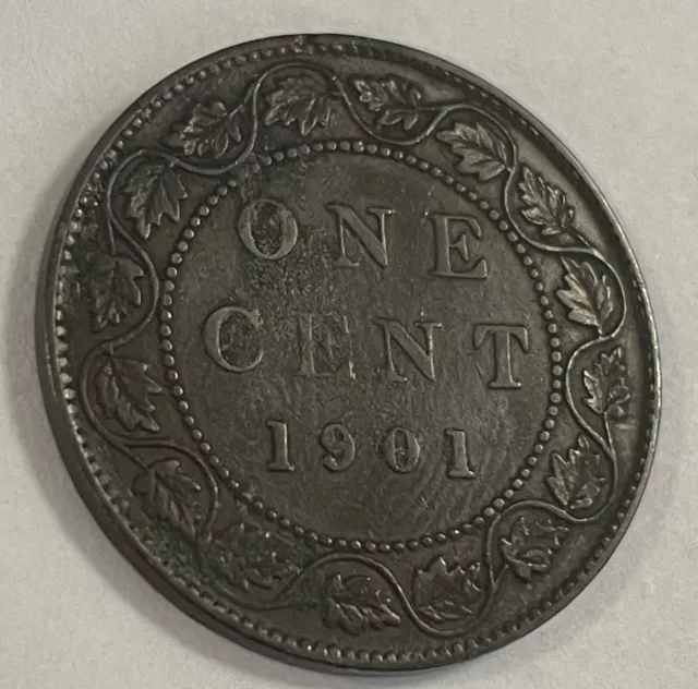 1901 Canada Large Cent One Coin Rare Canadian 1 Penny Queen Victoria Bronze KM#7
