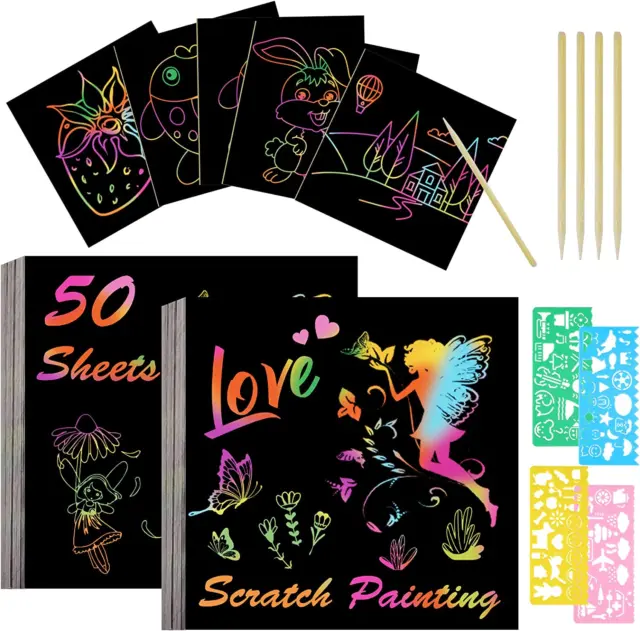 Scratch Art Kids Rainbow Scratch Sheets Paper Black Fairy Magic