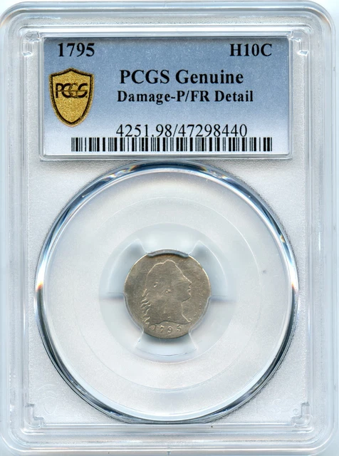 Silver 1795 Flowing Hair H10c Half Dime | PCGS P/FR Details - Damage