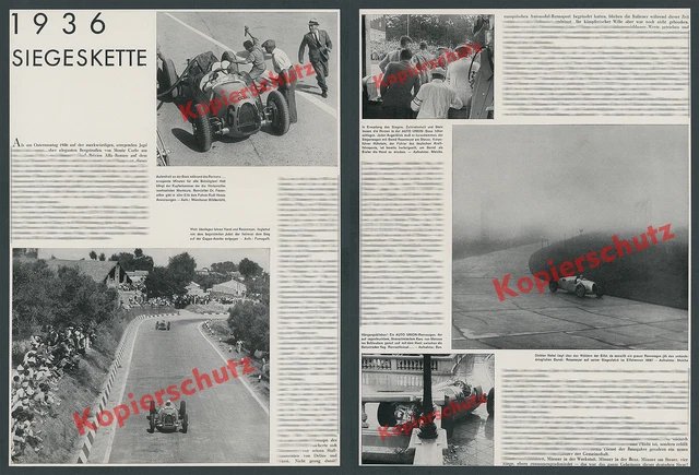 AUTO UNION Rennwagen Silberpfeile Rosemeyer Dr. Feuereißen Sieg Eifelrennen 1936