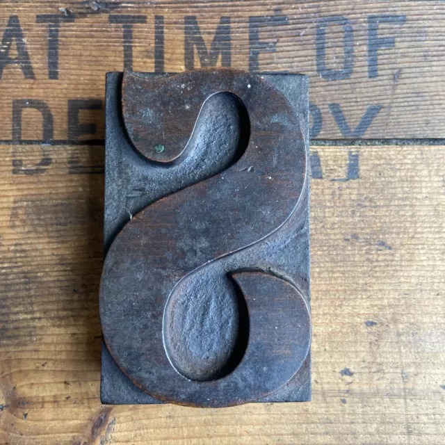 Vintage Printers Block Letterpress Type Wooden Printing Large Letter 8.3 cm S