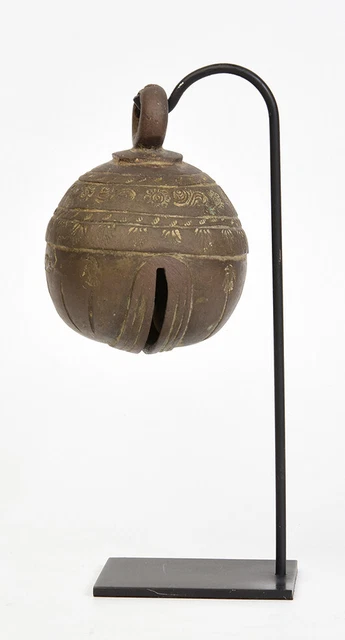 19th Century, Antique Burmese Bronze Elephant Bell with Stand 3