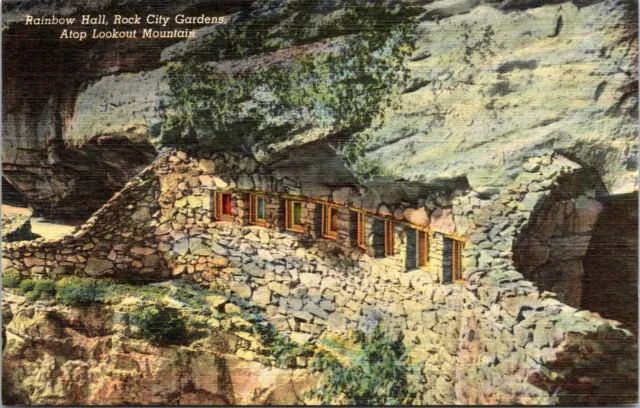 Postcard RAINBOW HALL, ROCK CITY GARDENS,Chattanooga,TN, Linen c1940's, Unposted