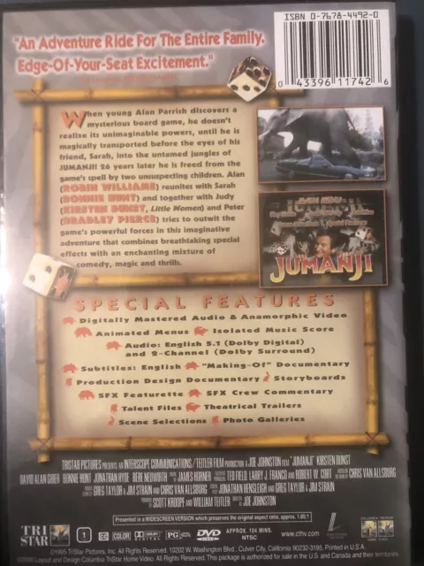 Jumanji (DVD, 2000, Collectors Series) 2