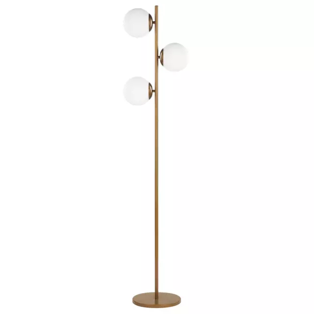 Grande Lampe sur Pied de 153 cm de Hauteur en Métal Doré avec 3 Abat-jours en F