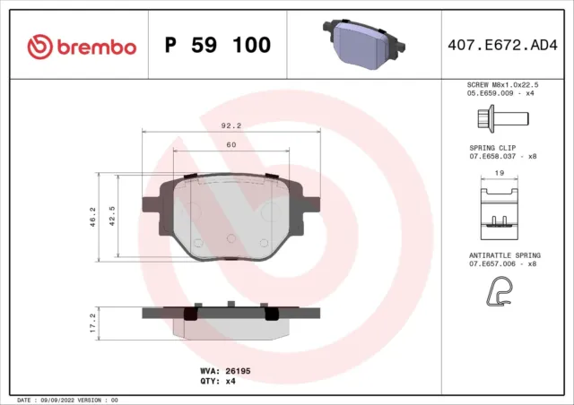 BREMBO Bremsbeläge Satz für OPEL Corsa F CORSA F Kasten/Schrägheck P 59 100