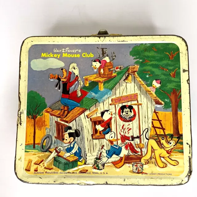 Vintage Aladdin Walt Disney Mickey Mouse Club Metal Lunch Box