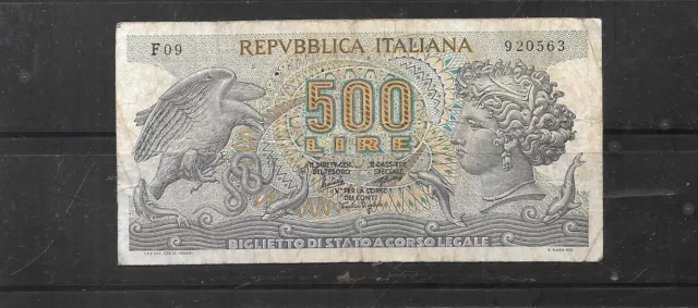 ITALY #93a 1966 500 LIRE VG CIRCULATED OLD BANKNOTE PAPER MONEY CURRENCY