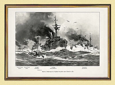 GERMAN EMPIRE WAR Fleet Ship Types XL Facsimile 61 Framed £57.51
