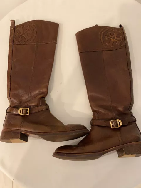 TORY BURCH CALISTA Siena Women Brown Leather Tall Knee High Riding Boots  Size 6M $ - PicClick