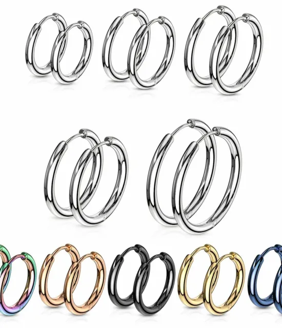 Stainless Steel Hinge Action Seamless Hoop Pair Earrings - 20GA Earrings