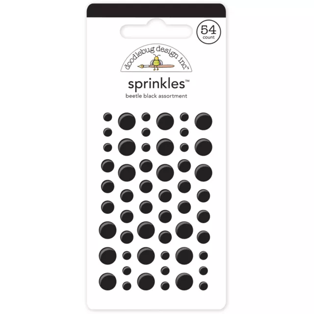 Doodlebug Sprinkles Adhesive Glossy Enamel Dots-Beetle Black, 54/Pkg MONOS-4015