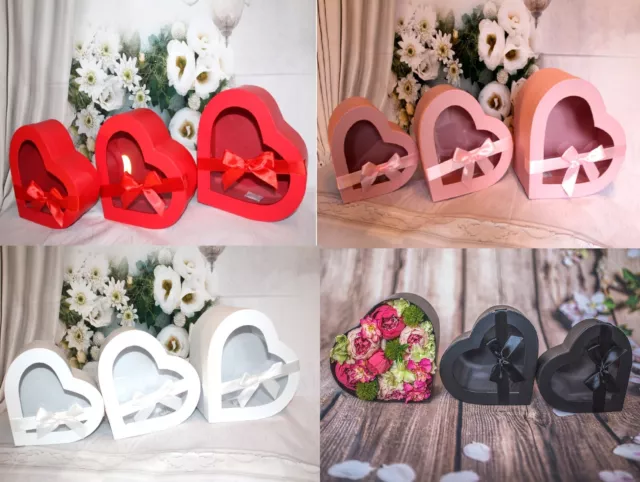 3 Stck. Herzförmige Boxen Blume Geschenk Hochzeit Weihnachten Valentinstag mit Deckel