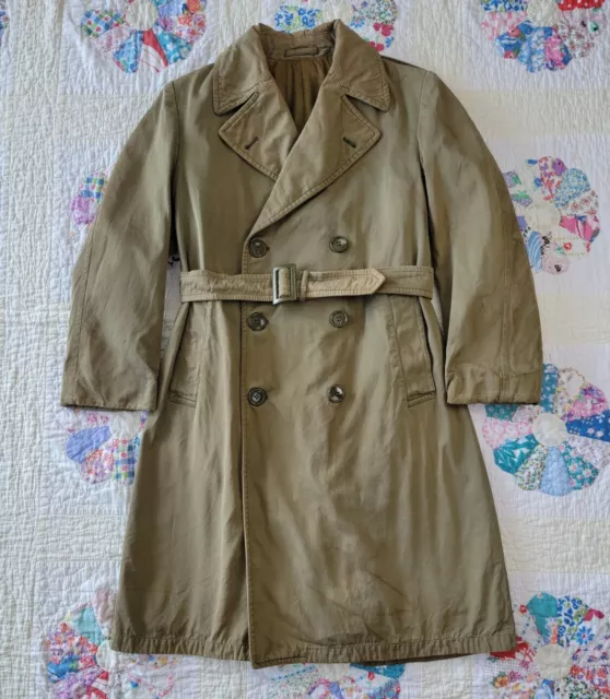 Vintage 1972 Shiff & Co. Inc. Canadian Army Khaki Raincoat Trenchcoat sz N1