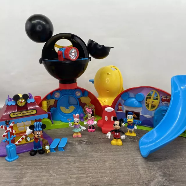 Disney Mickey Mouse Clubhouse Deluxe Playset 90% Complete w Figs + Train Depot