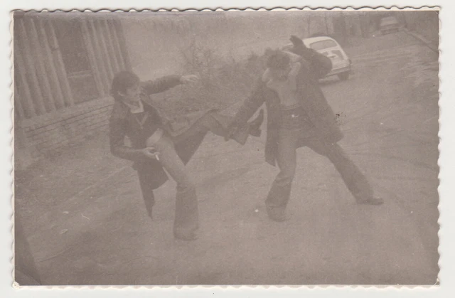 Affectionate Handsome Young Men Unusual Fight Weird Snapshot Gay Int Old Photo