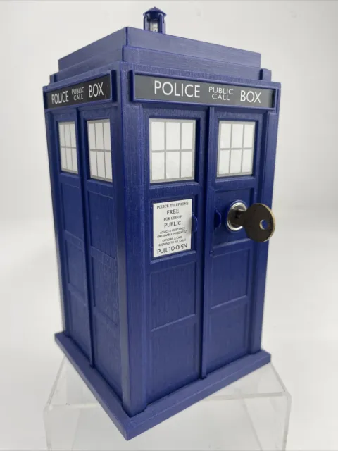 11th Doctor Who TARDIS Locking Safe With Key Electronic Lights And Sounds Tested