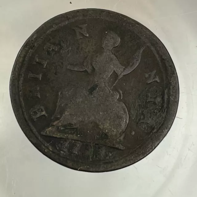 George I Great Britain 1721 Farthing Coin #