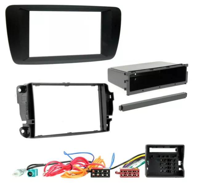 Black Single Double Din Facia Surround Wiring Loom Adapter Kit For Seat Ibiza