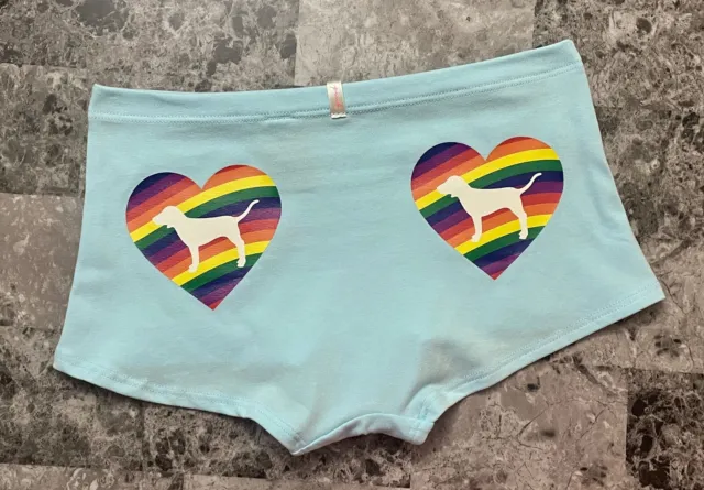 NWT VICTORIA'S SECRET Pink Gray Pride Rainbow Stripe Heart Back Boyshort  Panties $14.23 - PicClick