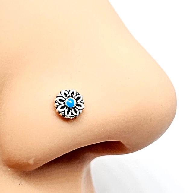 Clou De Nez Fleur De Rose 3,5 Mm En Argent Sterling Oxydé - 22G (0,6 Mm) - Neuf Avec étiquettes