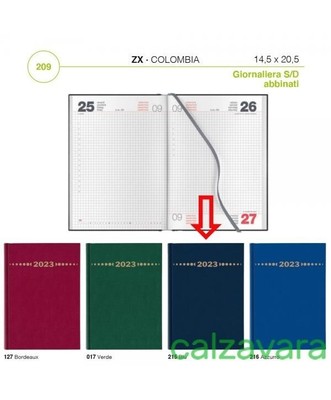Colombia Carta Avorio cm 17x24 Agenda Cangini Agenda Settimanale 2023 Bordeaux 
