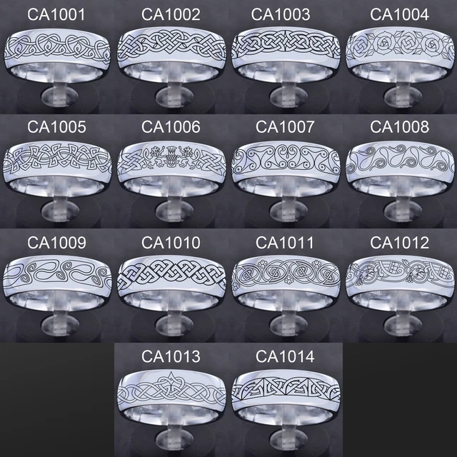 8mm Tungsten Carbide White Classic Dome Celtic Love Knot Band Men's Wedding Ring