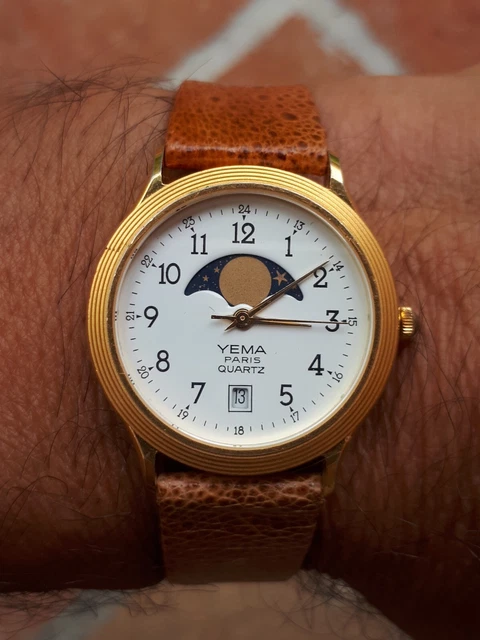 YEMA PARIS QUARTZ Moon Phase Vintage EUR 90,00 PicClick IT