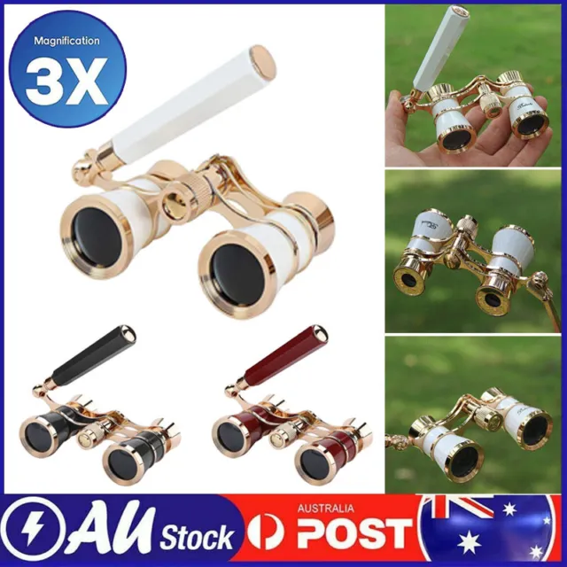 Opera Glasses 3X25 Binocular Telescope with Handle for Theater Horse Racing Live