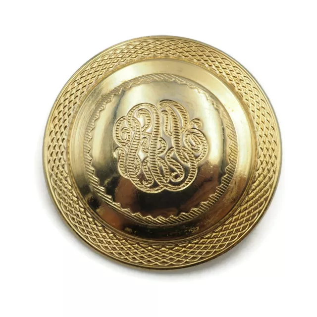 Vintage Gold Tone Smooth And Textured Embossed Round Fashion Brooch Scarf Clip