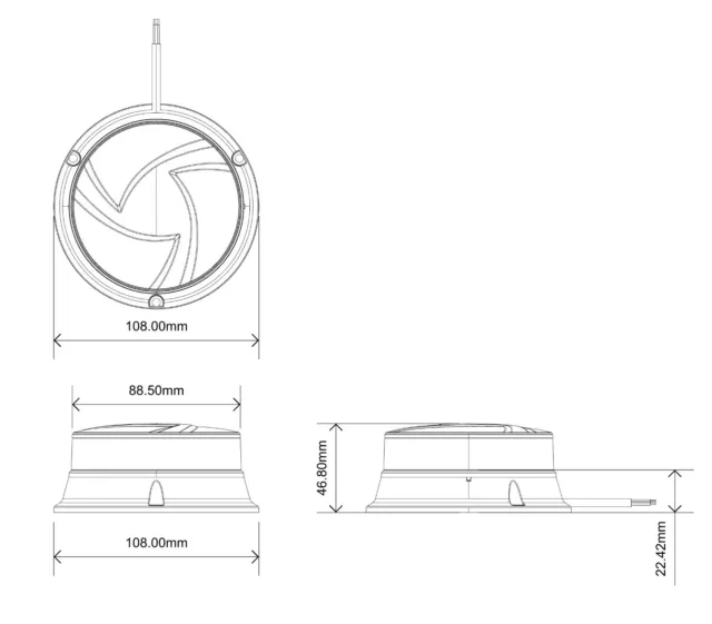 Low Profile R65 LED blinkend rotierend gelb Warnleuchte 12 V 24 V E9 Mark 2