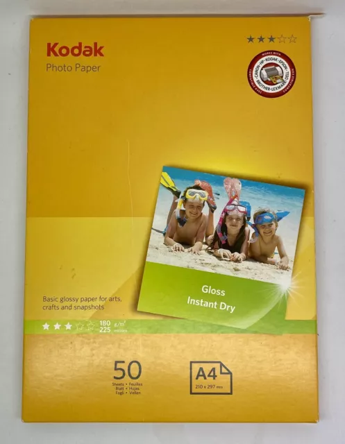 45 Sheets Kodak Gloss Instant Dry 180gsm A4 Photo Paper