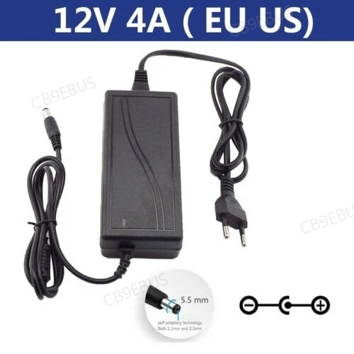 12V 4A DC Power Supply Adapter Charger 100-240V AC Transformer for CCTV CB9