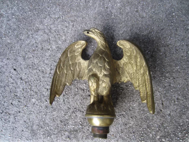 antique Brass or Bronze 6.5" EAGLE w/hole in beak FINIAL or FLAG TOPPER on mount
