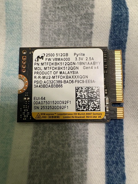 SSD Microsoft Surface 512GB – M.2 2230 NVMe, PCIe 3.0 X4, Modello 1912