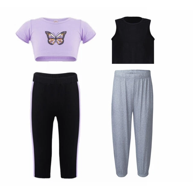 Toddler Baby Girls Sports Suit Summer Casual Outfits Crop Top Elastic Pants Set