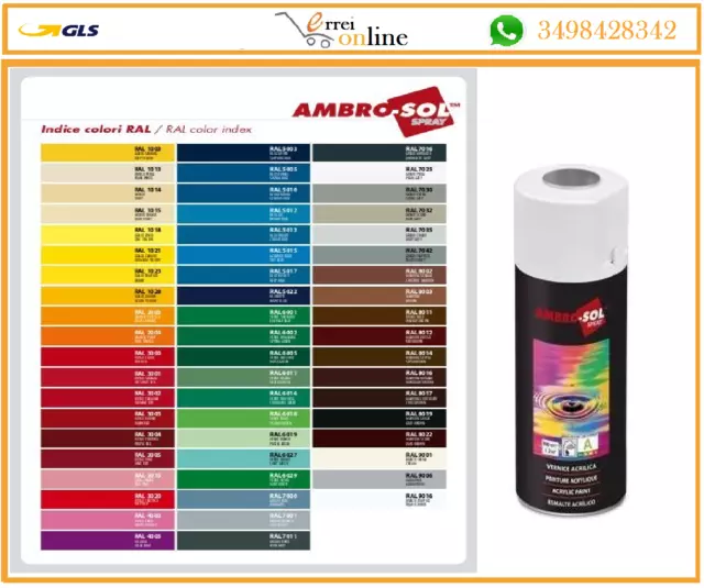 Vernice Spray Bomboletta 400ml Smalto Colore RAL Acrilica Nitro