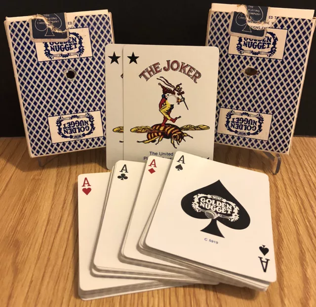 Vintage Golden Nugget Casino Playing Cards 2 Deck Lot Bee Blue Back 1981