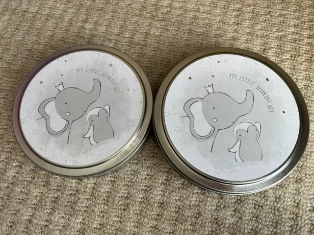 2 x Mamas Papas Impression Tin Baby Newborn Handprint Footprint Gift Imprint Kit