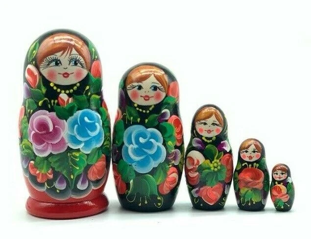 Matroschka 5tlg. Matreschka Babuschka  handgemalt Russland  neu, 10 cm
