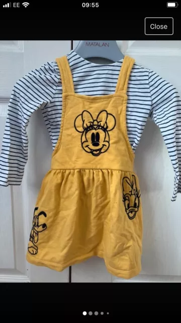 Baby Girl Minnie Mouse Mustard Dress And Top Set Size 12-18months