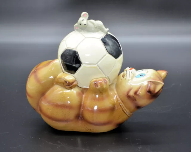 Soccer / Football Cat and Mouse Bank Ball can Turn 6-½ Long B-1