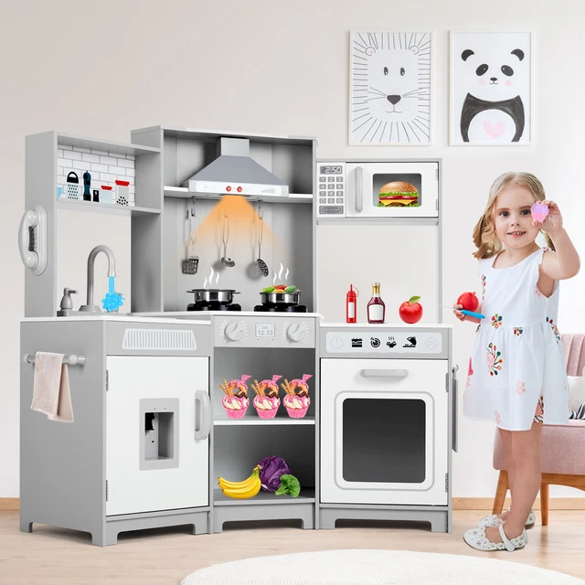 NEW LARGE KIDS Cooking Pretend Play Kitchen Set Wooden Corner Playset