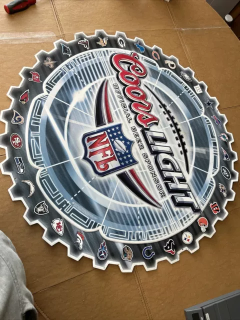 2005 Coors Light Beer Official Beer Sponsor of the NFL 32 Team Metal Tin Sign