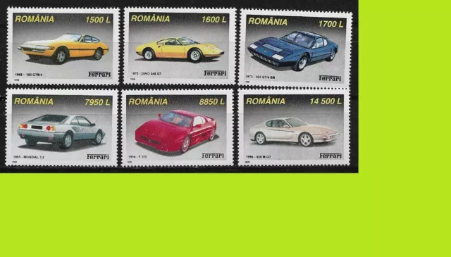 Romania 1999 Ferrari Cars - Complet Series 6 Stamps - MNH