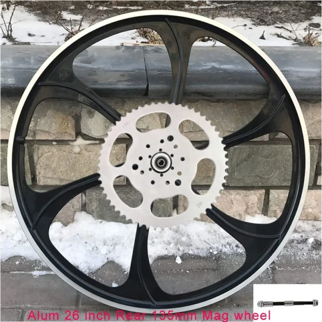 26" Aluminum Alloy Mag Wheel 135mm & 56T Sprocket - 26in Alum Bicycle/Bike Wheel