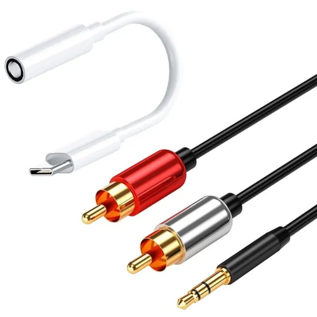 Type C to 3.5mm Audio Adapter + RCA Cable 3ft f Samsung Galaxy Z Flip 4 SM-F721U