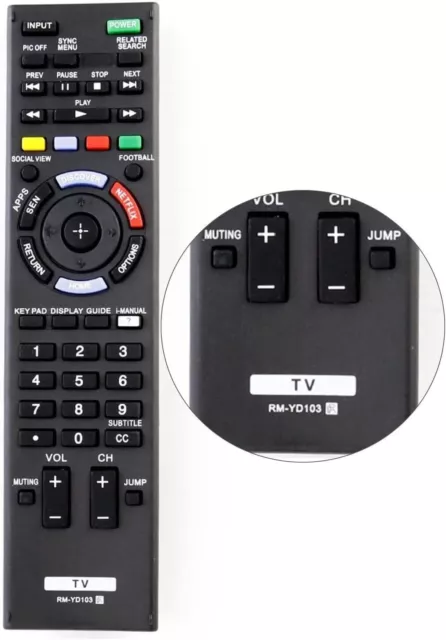 New Original RM-YD103 Replacement Remote Control Fit For Sony TV- Black