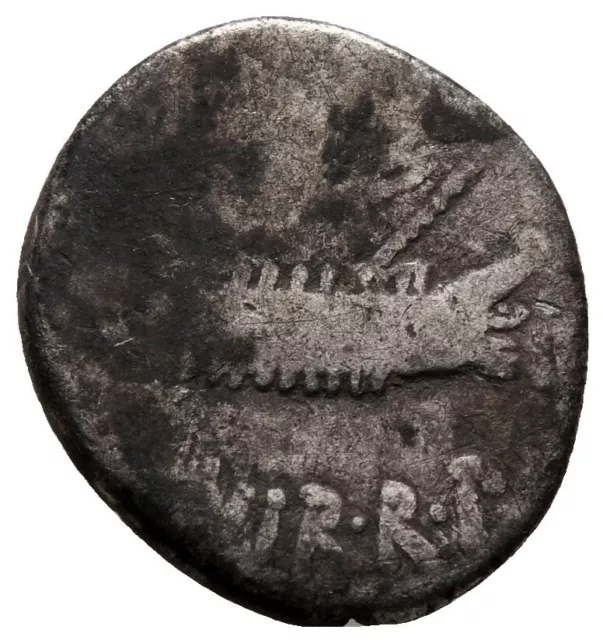 Roman Republic Silver Denarius Coin, 32-31 BC - Mark Antony Legionnaire
